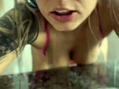 Stepdaughter's pussy fucked during online video call