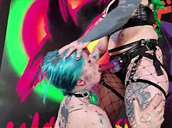 lesbian femdom submissive girl begs her mistress for a rough fuck