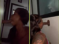 Strangers gather for intense gloryhole blowjob session with big cocks