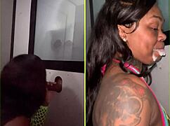 Strangers gather for intense gloryhole blowjob session with big cocks