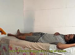 my skinny latina neighbor surprises me alone, taking advantage with her big cock