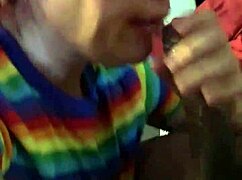 The cheating milf was deepthroating that big black cock in the interracial encounter