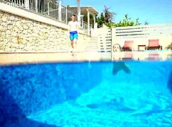 Mona Blue fucks her stepbrother in the pool.