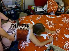 Granny Carmen Claus bends over for doggystyle fuck and elvish creampie!