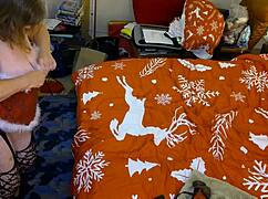 Granny Carmen Claus bends over for doggystyle fuck and elvish creampie!