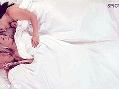 The Blonde And Brunette Big Boobs Mils Enjoy A Sweet Awakening Threesome In The Bedroom