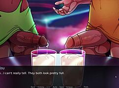 Futadom world features rough anal sex and creampie in group setting.