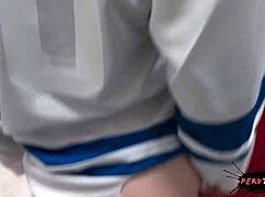 You think sneaky sex in the locker room with a big cock will go wrong? Watch the petite girl get caught!