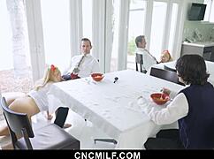 Thick Stepmom Letting Her Petite 18+ Stepson Use Her While Doing the Chores - Cncmilf