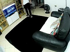 The naughty cleaning lady hints at wanting punishment with spanking and facial