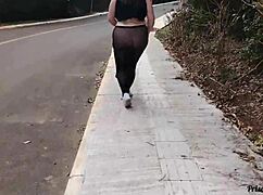 Priscila shows off on streets without panties
