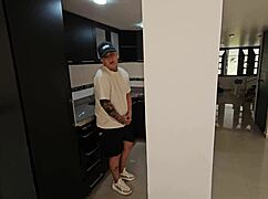 The horny wife of my best friend sucks my dick in deepthroat action when he doesn't look.