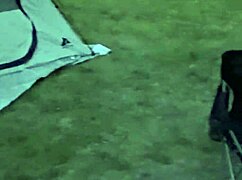 I flashed my wet pussy outdoors with a big dick by the campfire.