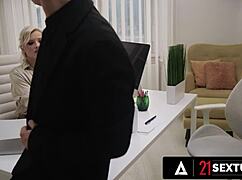 i watched naughty blonde zazie skymm fuck her coworker after peeing