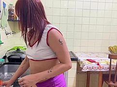 Cuckold Watches Wife in Kitchen