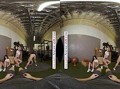 Naughty America - Sexy Babes Kyler Quinn and Paige Owens Tag Team a Gym Stud