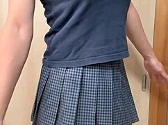 Maid Inserts Anal Plug In Sexy Lingerie With Nipple Piercings