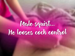 Guy Squirts on His Own Face After Orgasm