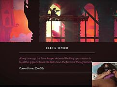 Chubby ebony gamer girl gets fucked with dildo while playing video game - dead cells