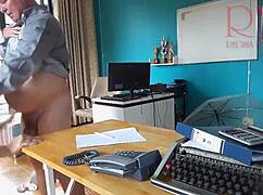 Boss Fucks Secretary On Phone In Office!