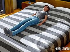 Femboy seduces step-mom and step-sister in taboo encounter.