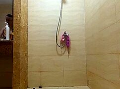 Shower voyeur camera nude regina noir in the shower washes and rubs with oil vert