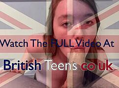 gorgeous british 18 year old sucks cock and plays with cum