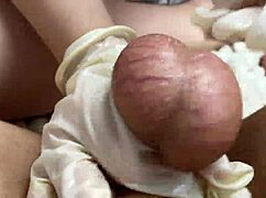awesome ball massage from russian teen 18+ in latex gloves pov