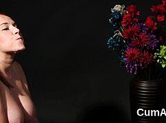 Sexy Centerfold Receives Facial Cumshot and Devours Load