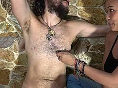 made for hairy bodies lovers playing with his hairy chest and armpits and scratching his back