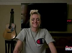 Skinny blonde cutie sassy sucks cock before pussy pounding 😏