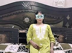 Look at gorgeous indian housewife milf shabnam getting her pussy fucked by her lover in this homemade creampie