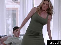 I am adult time's sexy stepmommy cory chase giving shy stepson lapdance and letting him fuck my pussy raw
