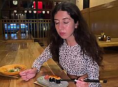 I suck dick in the toilet of a sushi bar and eat rolls with cum on my face