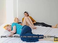 vip4k slut grabs stepbros cock and takes it in shaved pussy making bf a cuckold