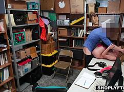 Horny Thick Blonde Teen 18+ Shoplifter Alexa Raye Seduces Security Officer at Work