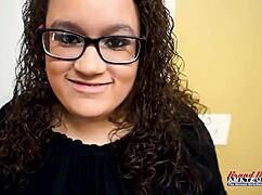 Hey, busty brunette Harper B sucks cock then gets banged and jizzed 😏