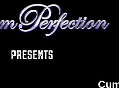 this spicy looker receives a big load on her face and eats it all