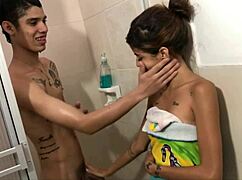 Homemade sex with ebony after shower!