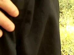 She moaned for two cocks to fuck her pussy outdoors 😍