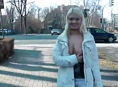 German blonde teen feels vulnerable naked in public ass exposed