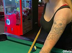 Pool Game Leads To Public Toilet Slutty Blowjob