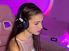 I followed my young gamer stepdaughter and things got wild with her ass and blowjob