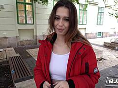 mia de vil gives messy blowjob to big cock in pov style