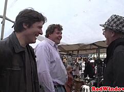 Stockinged dutch prostitute gets pussy pounded by client