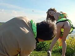 Wow this teen model strips naked outdoors!