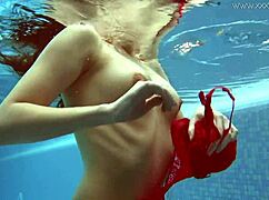Watch Lina Mercury In Red Lingerie Underwater