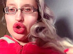 Bimbo red lipgloss captivated webcam session talk with bimbo girl red lips and red lipgloss worship