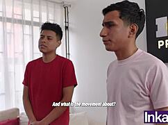 Watch young latinos strip and take turns fucking their big-assed Argentine friend anally in this wild group scene
