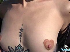 public agent catches hot redhead lola fae getting fucked by a euro guy outdoors